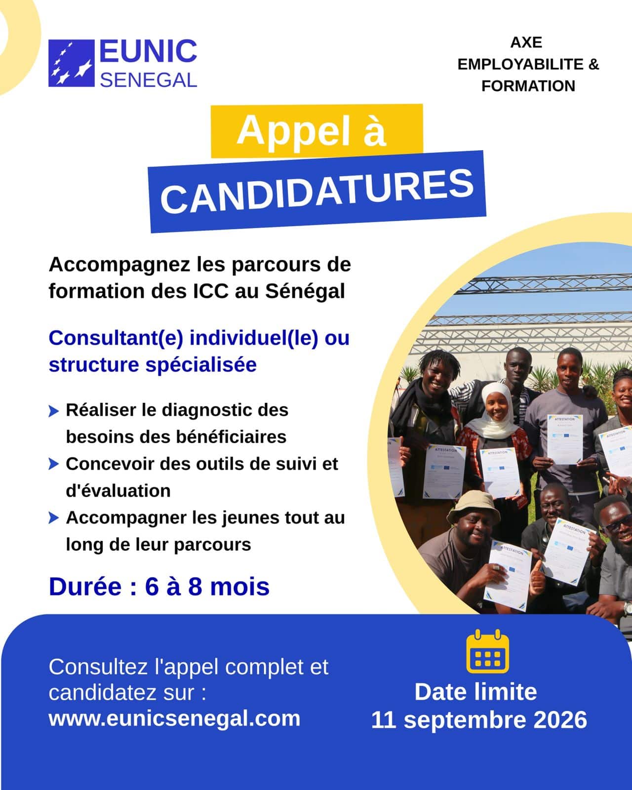 Recrutement d’un(e) consultant(e) pour l’appui au diagnostic, à l’accompagnement méthodologique et au suivi des bénéficiaires des parcours de formation ICC au Sénégal